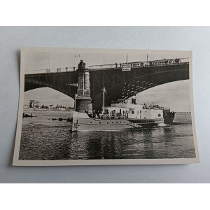 POCZTÓWKA WARSZAWA MOST PONIATOWSKIEGO, ŻEGLUGA, STATEK, ZNACZEK
