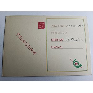 TELEGRAM, OSTROWIEC, POLSKA POCZTA TELEGRAF TELEFON, 1950