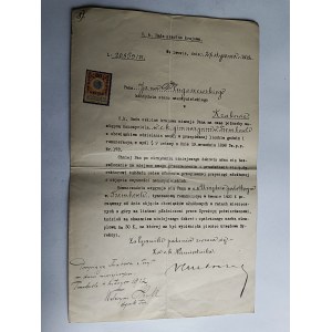 PISMO LWÓW, NAUCZYCIEL, 1912 R, KRAKÓW, ZNACZEK, JAN DŁUGOSZEWSKI