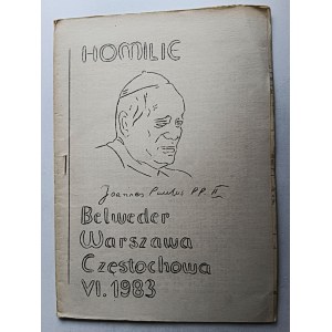Homilie Jan Paweł II Belweder Warszawa, Częstochowa VI 1983, Wizyta Jana Pawła II 1983