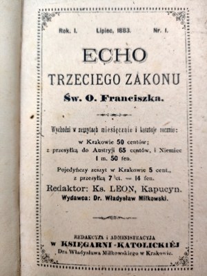 Ozveny Tretieho rádu svätého Františka - ročník I, číslo I, júl 1883