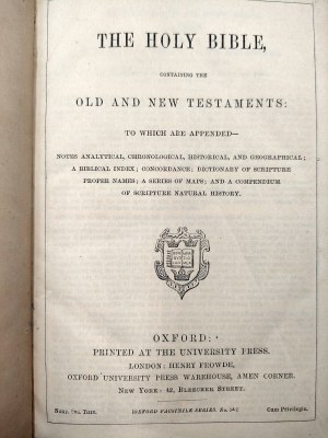 Oxford Bible - The Holy Bible containing the Old and New Testaments - Oxford ca. 1880 [ maps].