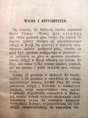 [Bolshevism] Rev. Jan Urban - Fighting the Antichrist - against the persecution of religion in Bolshevik Russia, Krakow 1930 [religious persecution].