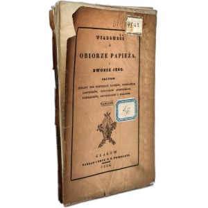 Wiadomość o Obiorze Papieża i Dworze Jego - Tablice, Kraków 1836 [ Spis Papieży, Kardynałów i Biskupów]
