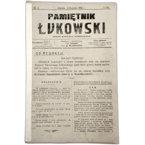 Pamiętnik Łukowski - Organ Wydziału Narodowego z dnia 16 grudnia 1916 rok - Łuków