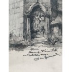 Jan Kanty Gumowski (1883 Krościenko - 1946 Kraków), stary Kościół w Rabce, szkic ołówkiem. Rabka 1919 rok