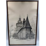 Jan Kanty Gumowski (1883 Krościenko - 1946 Kraków), stary Kościół w Rabce, szkic ołówkiem. Rabka 1919 rok