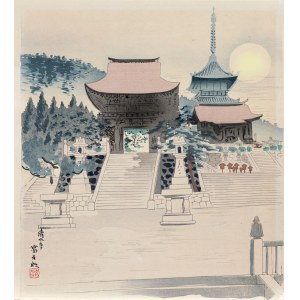 Tomikichirō Tokuriki (1902-2000), wyd. Uchida, Pełnia księżyca nad świątynią Kiyomizu, Japonia, lata 40. XX w.