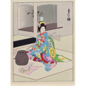 Hasegawa Sadanobu III (1881-1963), wyd. Uchida, Maiko układająca kwiaty, Japonia, lata 40. XX w.