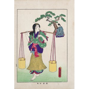 Utagawa Kunisada I (Toyokuni III, 1786-1864), wyd. Yoshikawa Kobunkan, Suma Matsukaze, z cyklu Biografie sławnych kobiet, Tokio, 1918