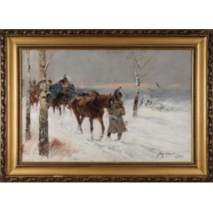 Jerzy KOSSAK (1886-1955), Żołnierze Napoleona wracający spod Moskwy (1936)