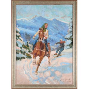 Jerzy KOSSAK (1886-1955), Na zawodach - skijöring (1947)