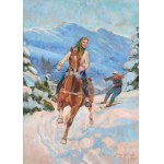 Jerzy KOSSAK (1886-1955), Na zawodach - skijöring (1947)