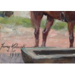 Jerzy KOSSAK (1886-1955), Ułan pojący konia (1941)