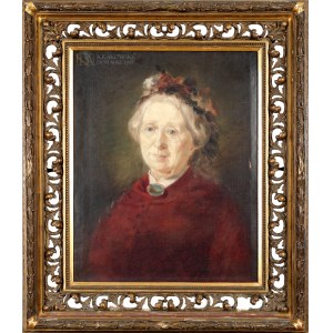 Henryk RODAKOWSKI (1823-1894), Portret kobiety z zielonkawą broszą