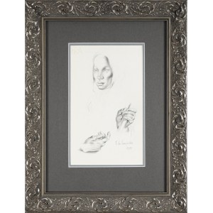 Tamara ŁEMPICKA (1894-1980), Studium twarzy i dłoni (1950)