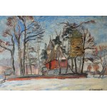 Wacław TARANCZEWSKI (1903-1987), Pejzaż z drewnianym kościołem (lata 30.)