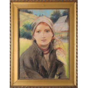 Stanisław GÓRSKI (1887-1955), Hucułka na tle chaty