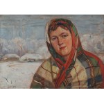 Wincenty WODZINOWSKI (1866-1940), Krakowianka na tle zimowego pejzażu (1934)