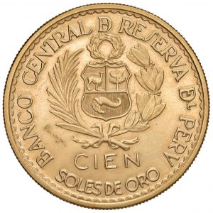 PERU' Repubblica 100 Soles 1965 Lima Mint Anniversar...