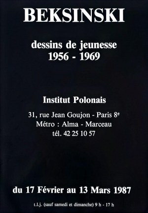 Poster / invitation to Zdzislaw Beksinski's exhibition at the Polish Institute in Paris, 1987.