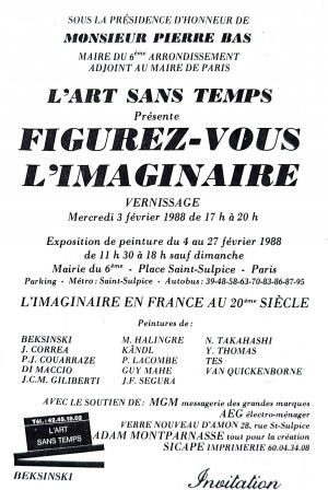 Invitation to the opening of an exhibition with works by Zdzislaw Beksinski, Paris, 1988