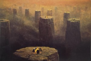 Postcard with a painting by Zdzislaw Beksinski, Association pour la promotion de l'oeuvre de Beksinski