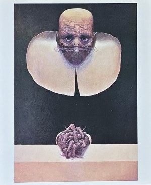 Vintage postcard with a painting by Zdzislaw Beksinski, Galerie Dmochowski, Paris, pre-1995