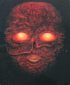Vintage postcard with a painting by Zdzislaw Beksinski, Galerie Dmochowski, Paris, pre-1995