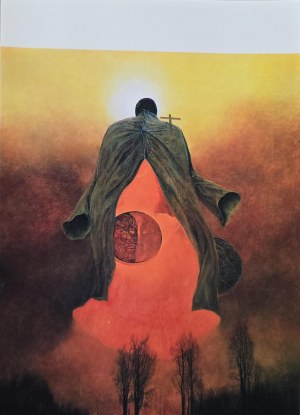 Postcard with a painting by Zdzislaw Beksinski, Association pour la promotion de l'oeuvre de Beksinski