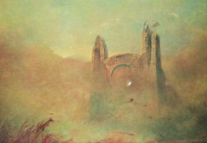 Postcard with a painting by Zdzislaw Beksinski, Association pour la promotion de l'oeuvre de Beksinski