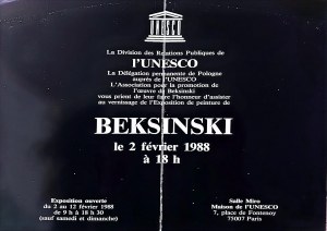 Folder / invitation to Zdzislaw Beksinski exhibition, UNESCO, Paris, 1988.