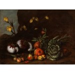 Artista fiorentino, XVII secolo, a) Still life of pumpkins, pomegranates, apples and pears; b) Still life of vegetables, fruit and lilies. Pair of paintings
