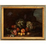 Artista fiorentino, XVII secolo, a) Still life of pumpkins, pomegranates, apples and pears; b) Still life of vegetables, fruit and lilies. Pair of paintings
