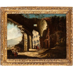 Alessio De Marchis (attribuito a), View of the interior of the Colosseum with figures