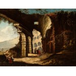 Alessio De Marchis (attribuito a), View of the interior of the Colosseum with figures