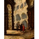 Alessio De Marchis (attribuito a), View of the interior of the Colosseum with figures