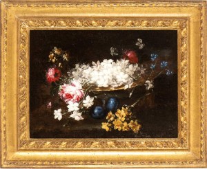 Vincenzino (attribuito a), Still life of flowers on a tray