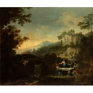 Artista attivo a Roma, XVII secolo, Christ in the Desert, served by Angels