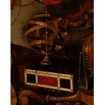 Bartolomeo Bettera (attribuito a), a) Still life with musical instruments, globe and sheet music; b) Still life with musical instruments, palette, astrolabe and sheet music. Pair of paintings