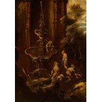 Alessandro Magnasco - Antonio Francesco Peruzzini, a) Landscape with fountain, architectural ruins and figures; b) Landscape with figures. Pair of paintings