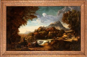 Gaspard Dughet (seguace di), Landscape with Rinaldo and Armida