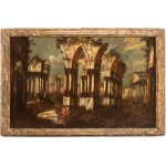 Maestro delle Montagne Azzurre o Maestro dei Paesaggi Correr (attribuito a), Architectural capriccio with figures