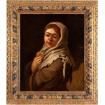 Artista fiammingo, XVIII secolo, Portrait of a young peasant girl with fruit