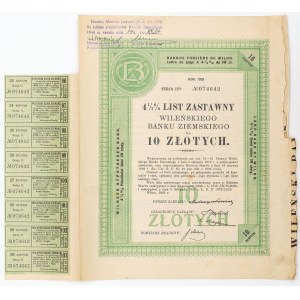 4,5% LIST ZASTAWNY WILEŃSKIEGO BANKU ZIEMSKIEGO na 10 złotych, 1929