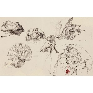 Jozef Mehoffer (1869 - 1946), Venus and Mars with Cupid. Sketches