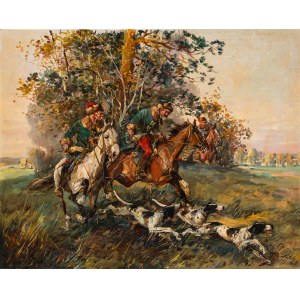 Tadeusz Kokietek (1920 - 1982), Noble hunting with dogs.