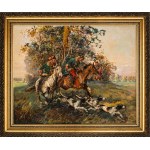 Tadeusz Kokietek (1920 - 1982), Noble hunting with dogs.