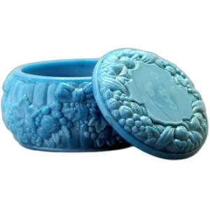 Blue casket glass box Curt Schlevogt - 1970s Bohemia