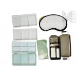 PRL - Giant Set of Old Dental Tools: Enameled Trays, Portable Drill, Drills and Grinding Stones, Metal Utensils and Many More